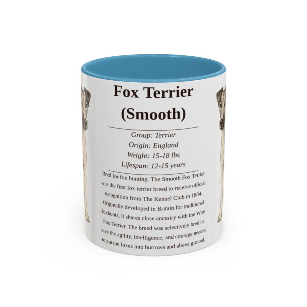 11oz Fox Terrier (Smooth) Mug, Light Blue, front view