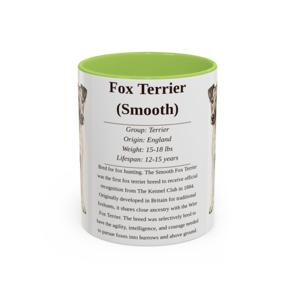11oz Fox Terrier (Smooth) Mug, Light Green, front view