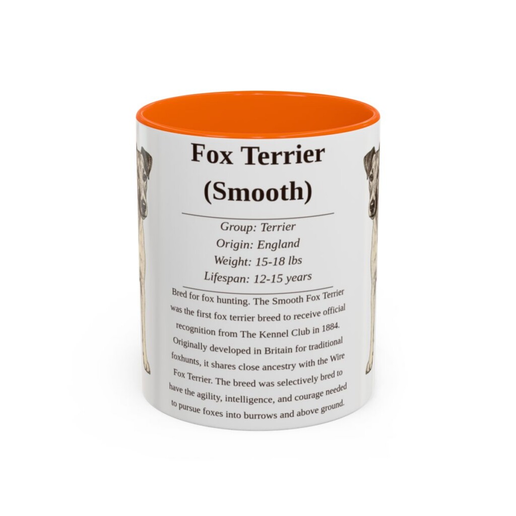 11oz Fox Terrier (Smooth) Mug, Orange, front view