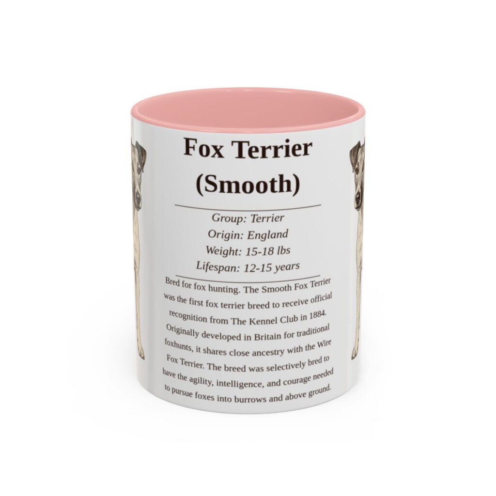 11oz Fox Terrier (Smooth) Mug, Pink, front view