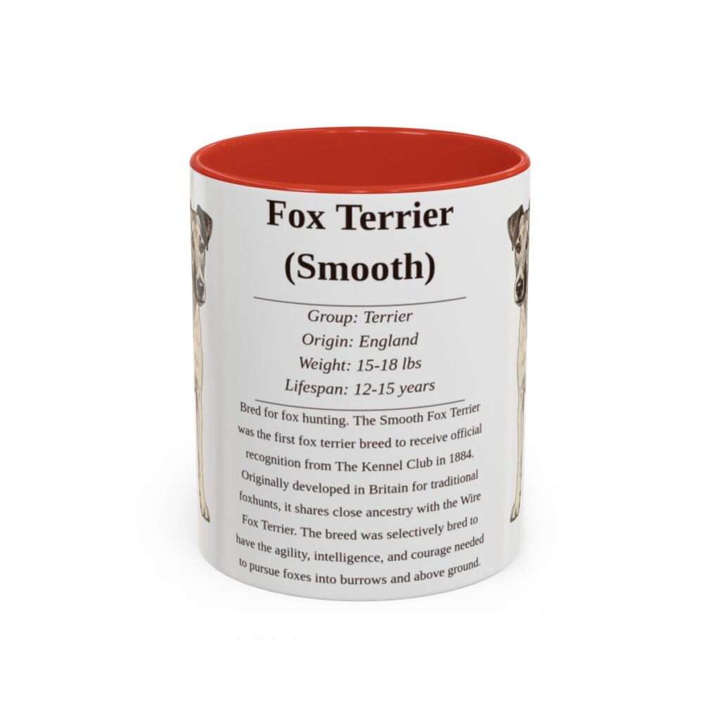 11oz Fox Terrier (Smooth) Mug, Red, front view