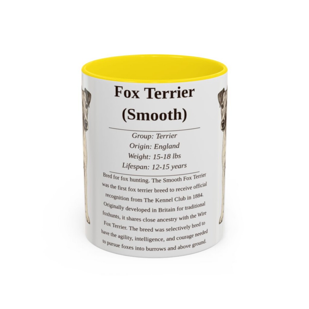 11oz Fox Terrier (Smooth) Mug, Yellow, front view