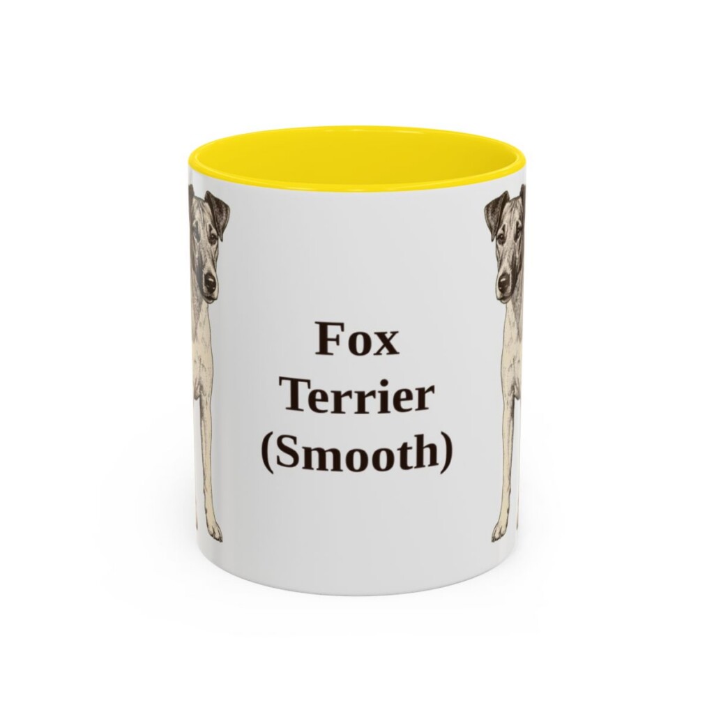 11oz Fox Terrier (Smooth) Mug, Yellow, front view