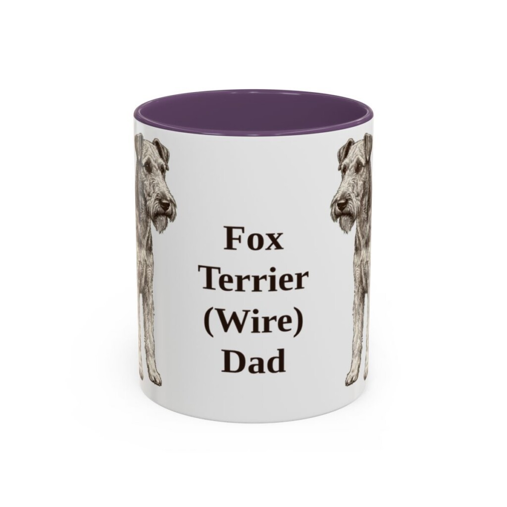 11oz-fox-terrier-wire-mug-dad-purple 11oz Fox Terrier (Wire) Dog Dad Mug, Purple, front view