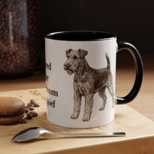 11oz Funny Fox Terrier (Wire) Mug, Black, lifestyle photo