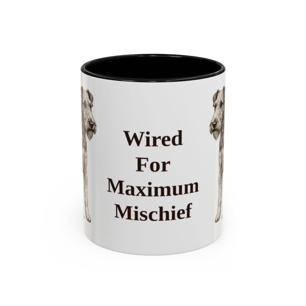 11oz Funny Fox Terrier (Wire) Mug, Black, front view