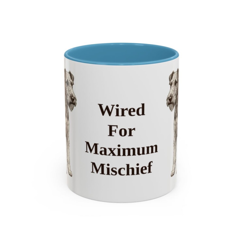 11oz Funny Fox Terrier (Wire) Mug, Light Blue, front view