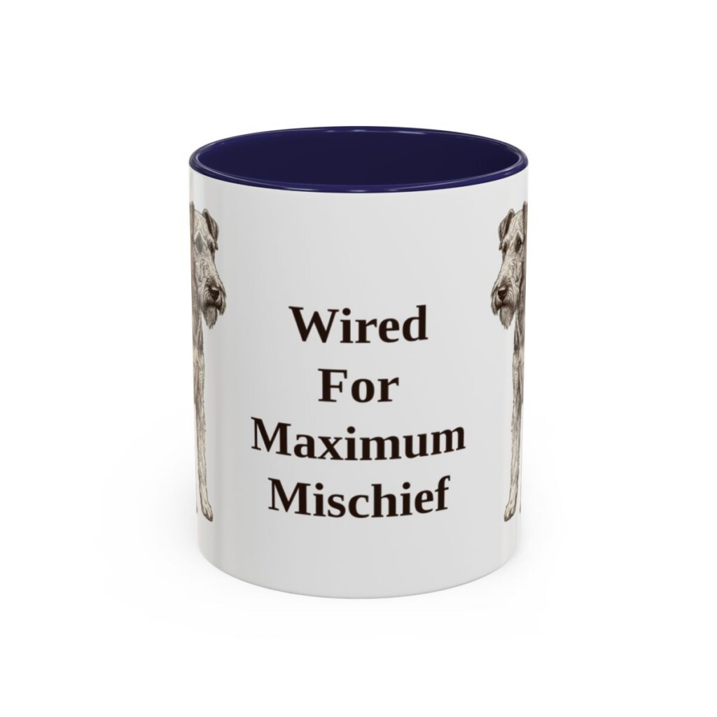 11oz Funny Fox Terrier (Wire) Mug, Navy, front view