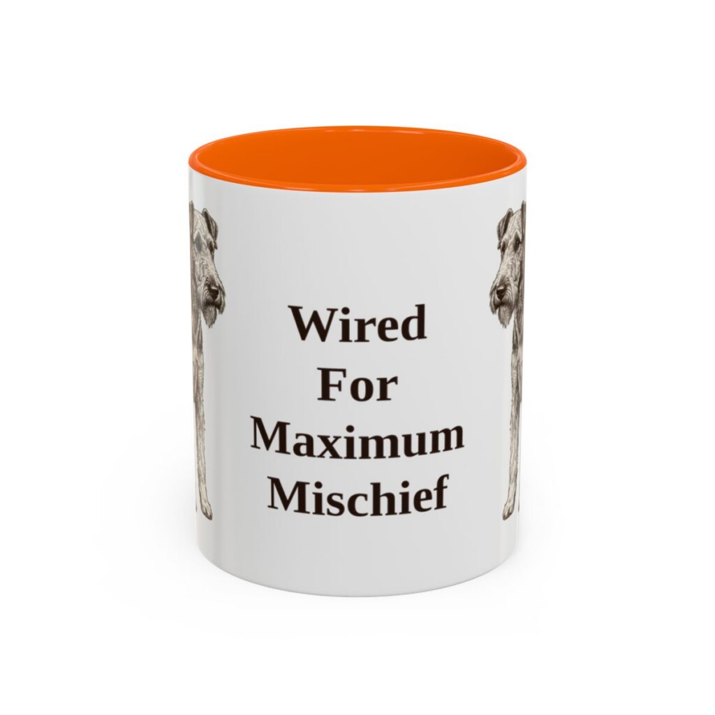 11oz Funny Fox Terrier (Wire) Mug, Orange, front view