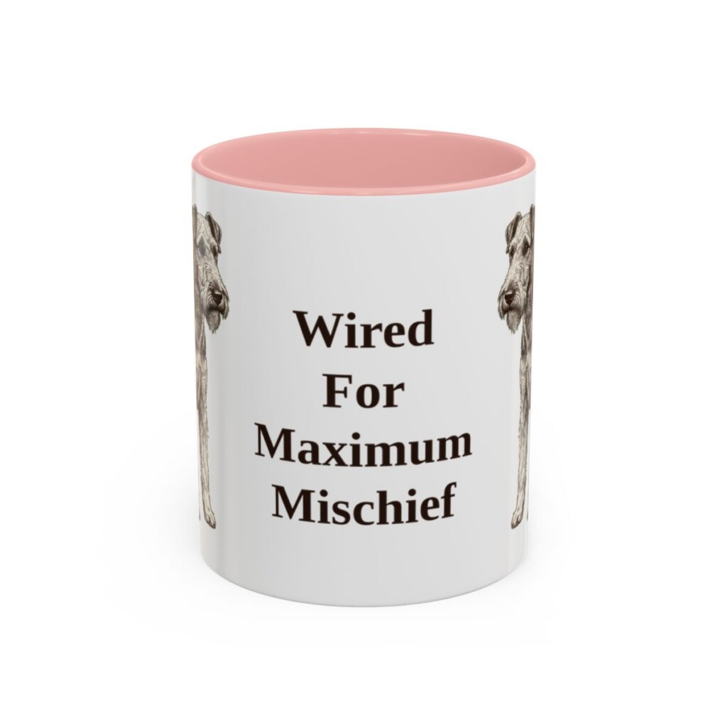 11oz Funny Fox Terrier (Wire) Mug, Pink, front view
