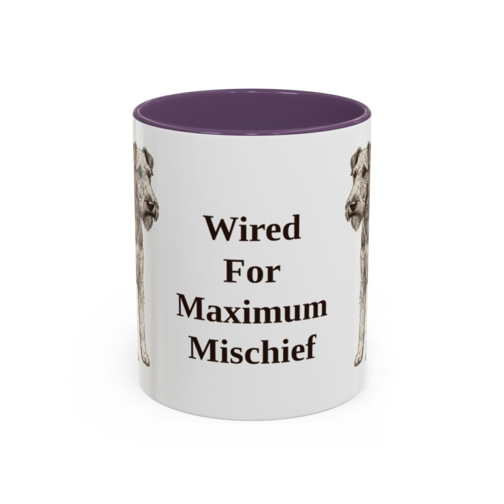 11oz Funny Fox Terrier (Wire) Mug, Purple, front view