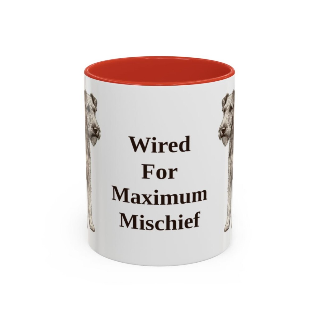 11oz Funny Fox Terrier (Wire) Mug, Red, front view