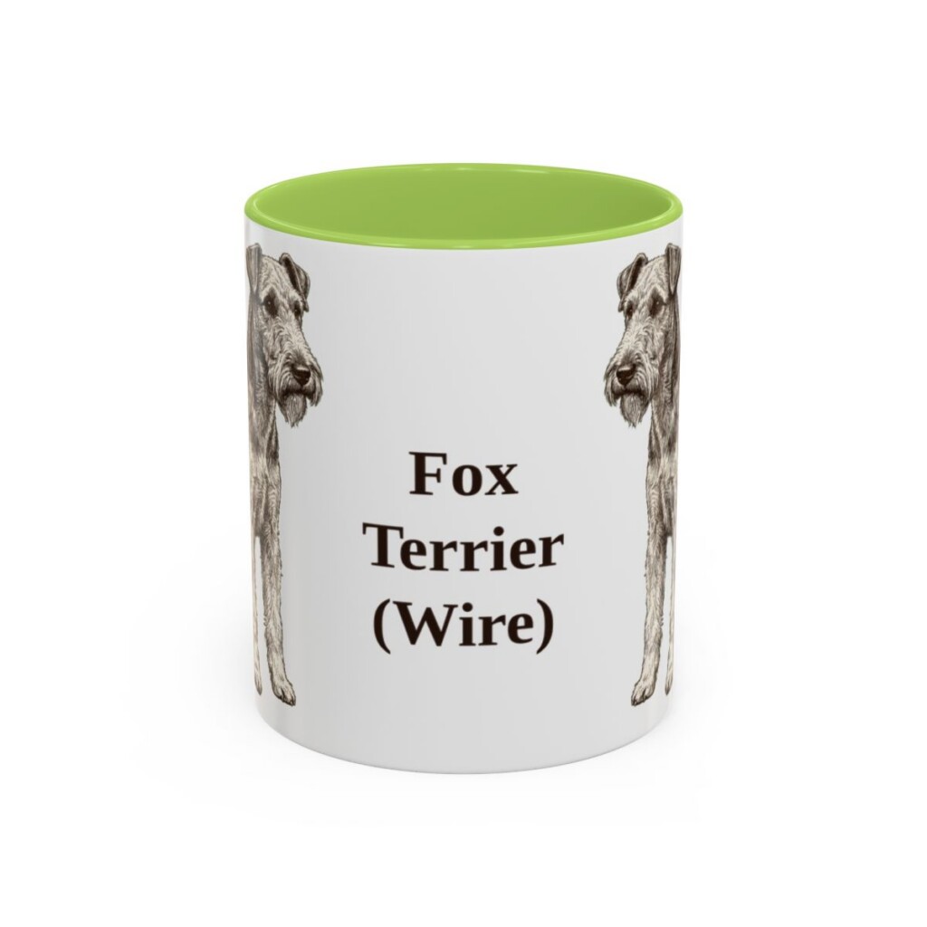 11oz-fox-terrier-wire-mug-light-green 11oz Fox Terrier (Wire) Mug, Light Green, front view