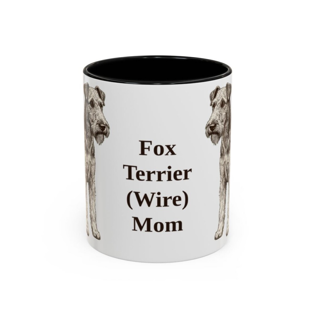 11oz Fox Terrier (Wire) Dog Mom Mug, Black, front view