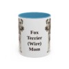 11oz Fox Terrier (Wire) Dog Mom Mug, Light Blue, front view