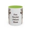 11oz Fox Terrier (Wire) Dog Mom Mug, Light Green, front view