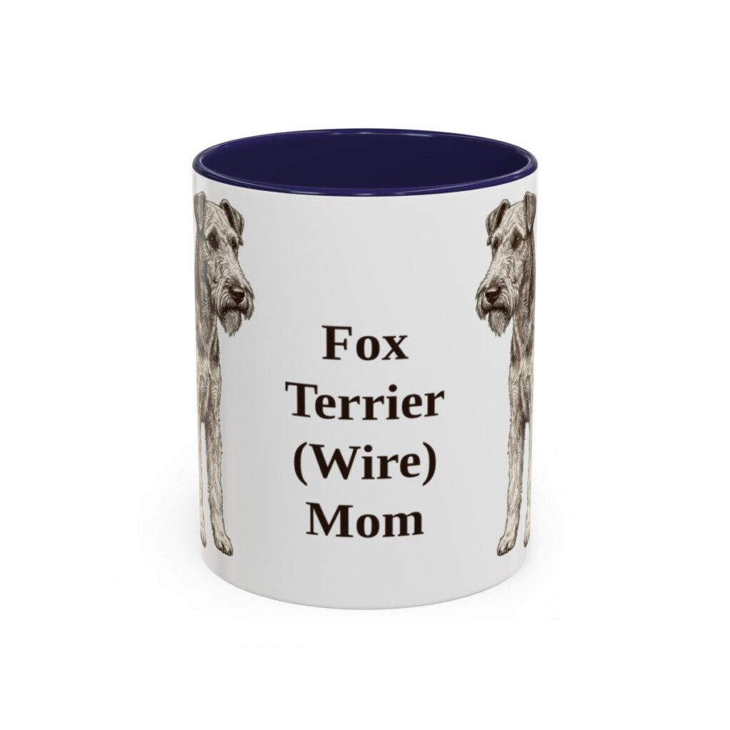 11oz Fox Terrier (Wire) Dog Mom Mug, Navy, front view