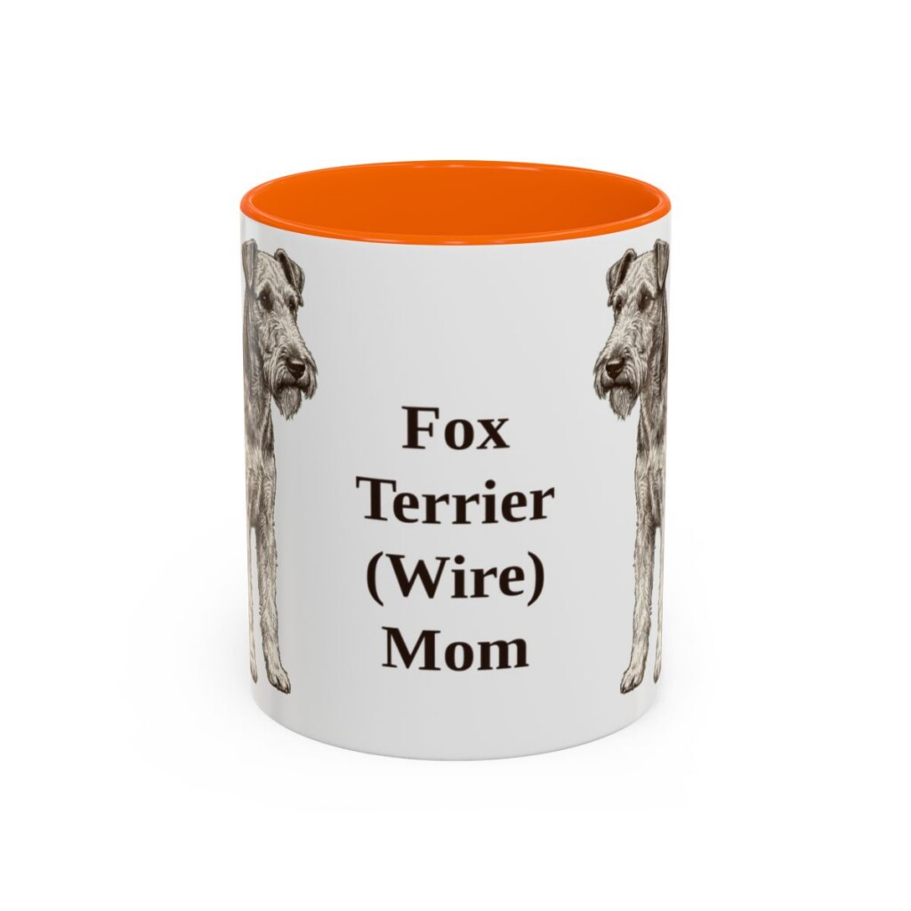 11oz Fox Terrier (Wire) Dog Mom Mug, Orange, front view