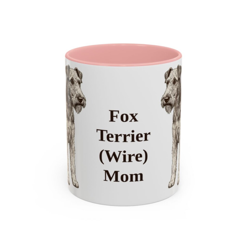 11oz Fox Terrier (Wire) Dog Mom Mug, Pink, front view