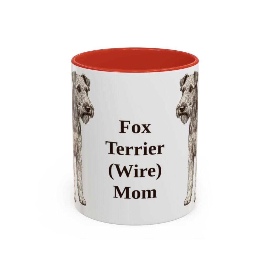 11oz Fox Terrier (Wire) Dog Mom Mug, Red, front view