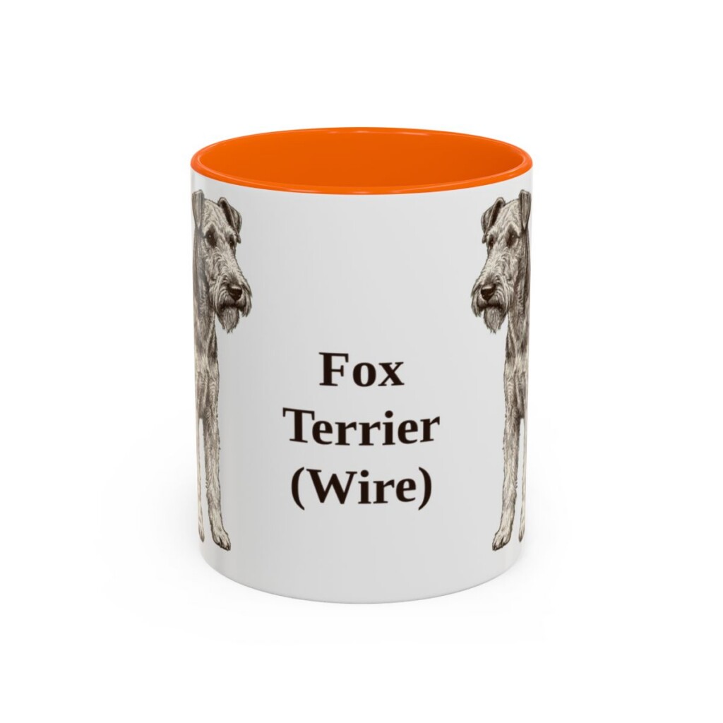 11oz-fox-terrier-wire-mug-orange 11oz Fox Terrier (Wire) Mug, Orange, front view