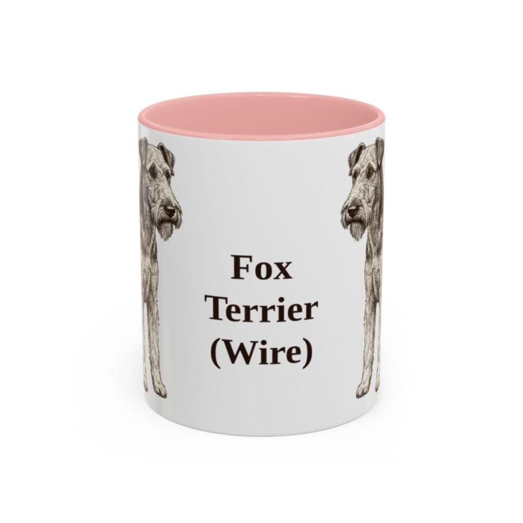 11oz-fox-terrier-wire-mug-pink 11oz Fox Terrier (Wire) Mug, Pink, front view