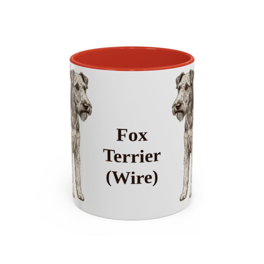 11oz-fox-terrier-wire-mug-red 11oz Fox Terrier (Wire) Mug, Red, front view
