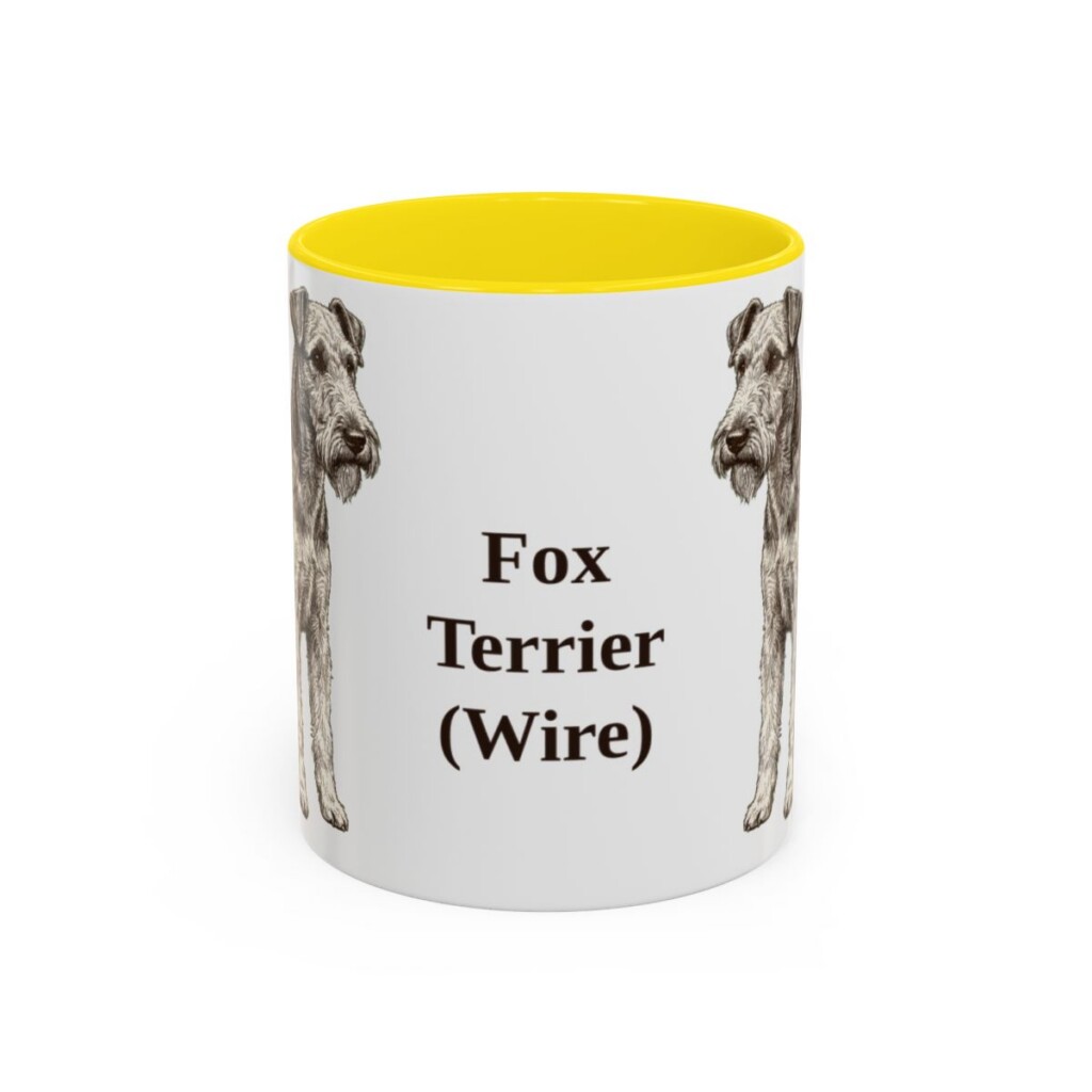 11oz-fox-terrier-wire-mug-yellow 11oz Fox Terrier (Wire) Mug, Yellow, front view
