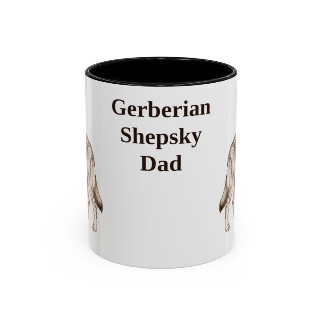11oz Gerberian Shepsky Dog Dad Mug, Black, front view