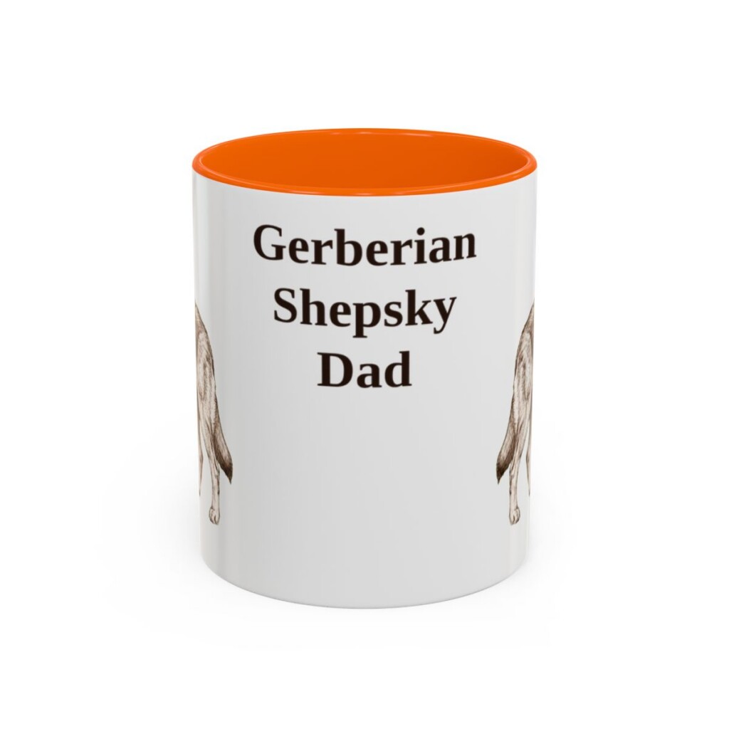 11oz Gerberian Shepsky Dog Dad Mug, Orange, front view
