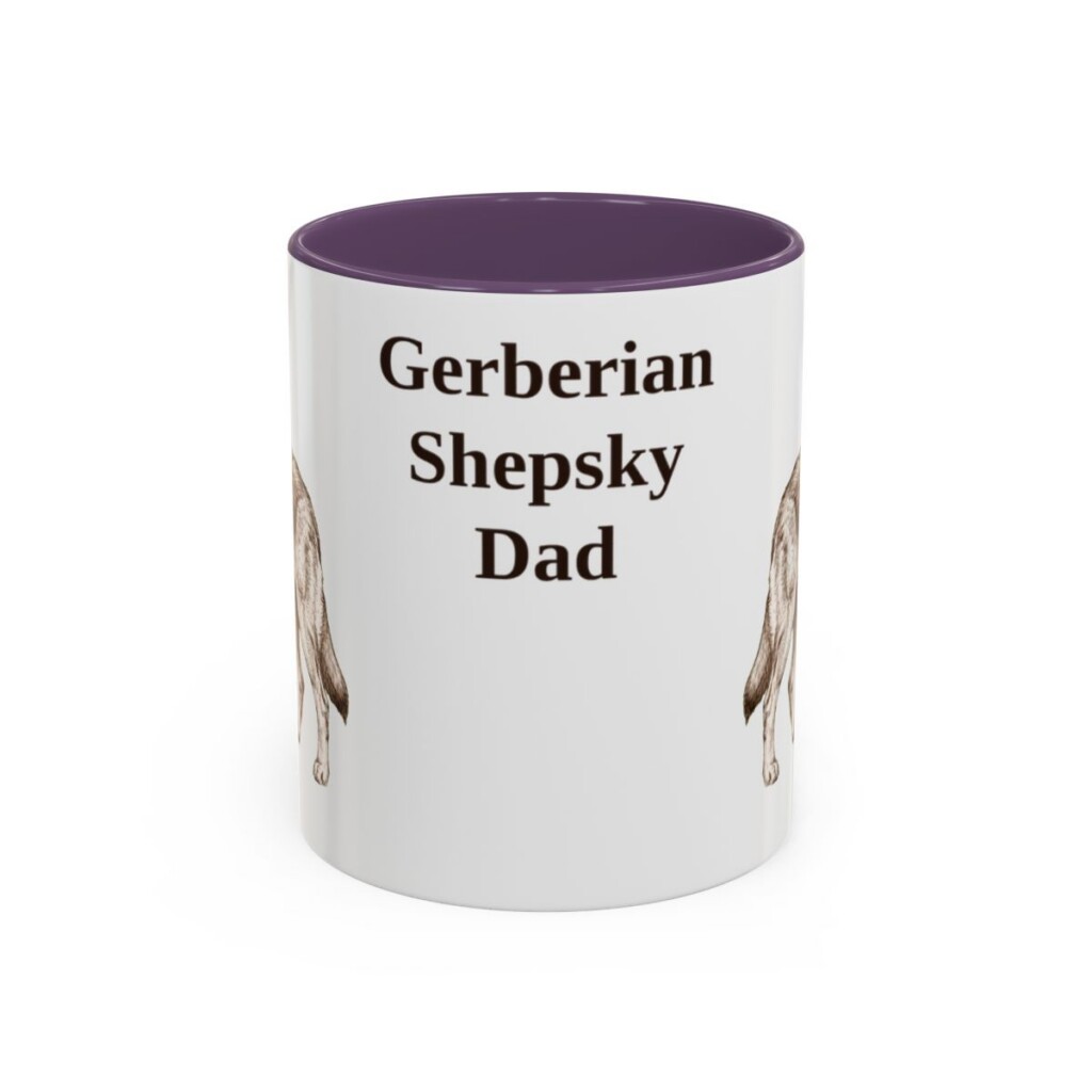11oz Gerberian Shepsky Dog Dad Mug, Purple, front view