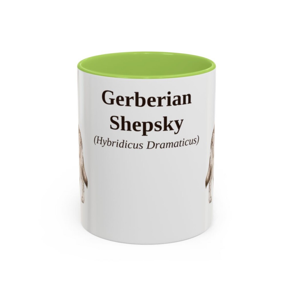 11oz Gerberian Shepsky Latin Mug, Light Green, front view
