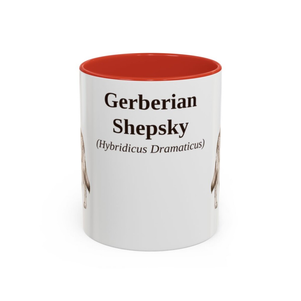 11oz Gerberian Shepsky Latin Mug, Red, front view