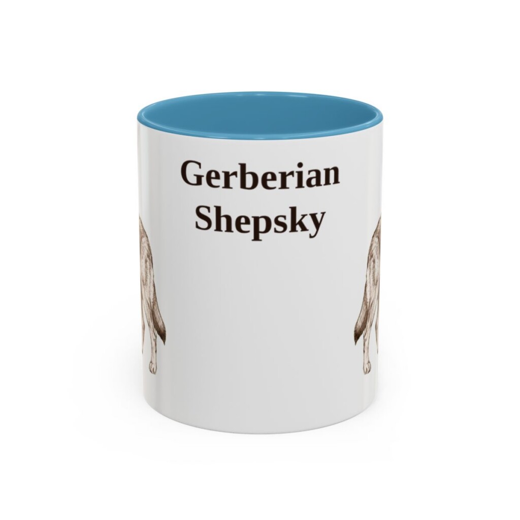 11oz Gerberian Shepsky Mug, Light Blue, front view