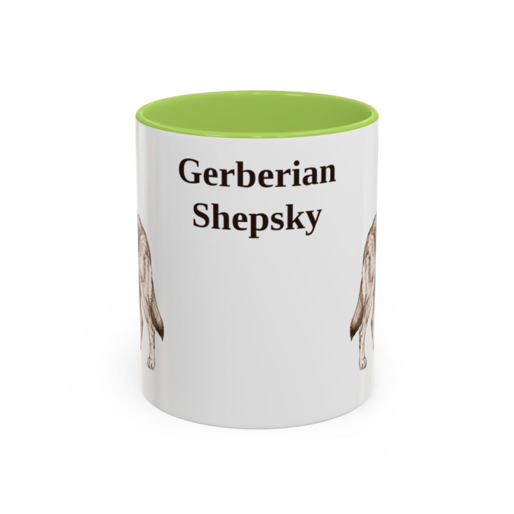 11oz Gerberian Shepsky Mug, Light Green, front view