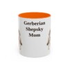11oz Gerberian Shepsky Dog Mom Mug, Orange, front view