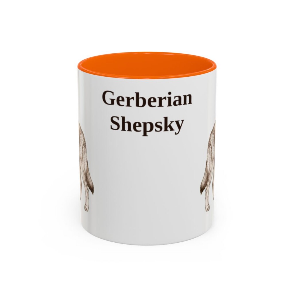 11oz Gerberian Shepsky Mug, Orange, front view
