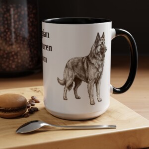 15oz Belgian Tervuren Dog Mom Mug, Vintage Sketch Coffee Mug, Dog Mom Gift