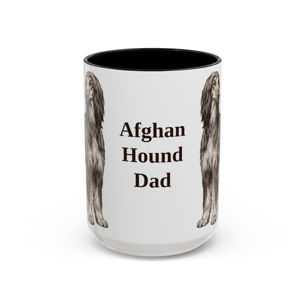 15oz Afghan Hound Dog Dad Mug, Vintage Sketch Coffee Mug, Dog Dad Gift