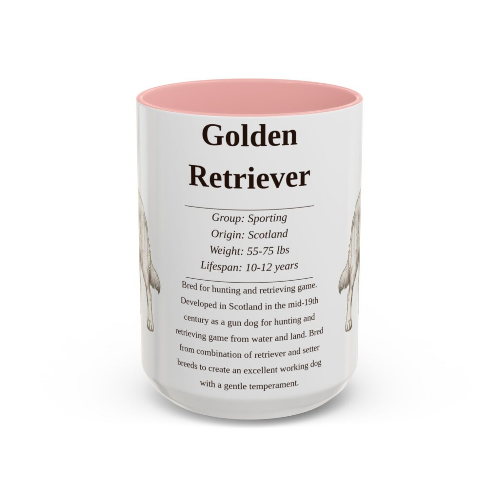 120934313252139307_2048.jpeg 15oz Golden Retriever Mug, Illustrated Dog Breed Facts Coffee Mug, Vintage Dog Keepsake Gift