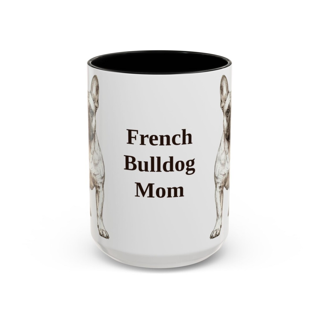 15oz French Bulldog Dog Mom Mug, Vintage Sketch Coffee Mug, Dog Mom Gift