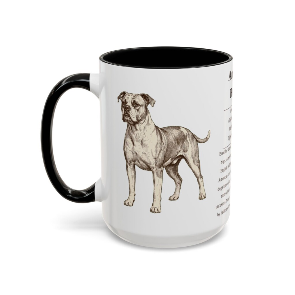 12254636518505335748_2048.jpeg 15oz American Bulldog Mug, Illustrated Dog Breed Facts Coffee Mug, Vintage Dog Keepsake Gift
