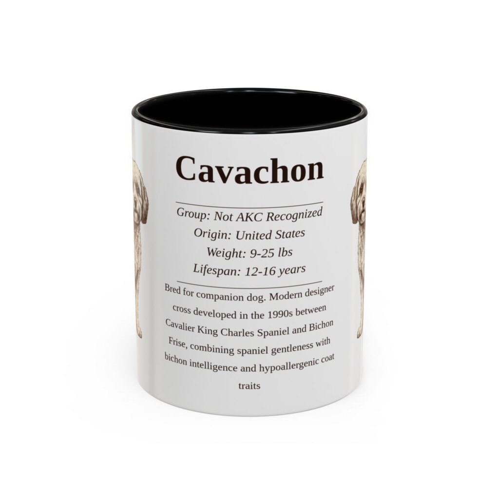 11oz Cavachon Mug, Illustrated Dog Breed Facts Coffee Mug, Vintage Dog Keepsake Gift