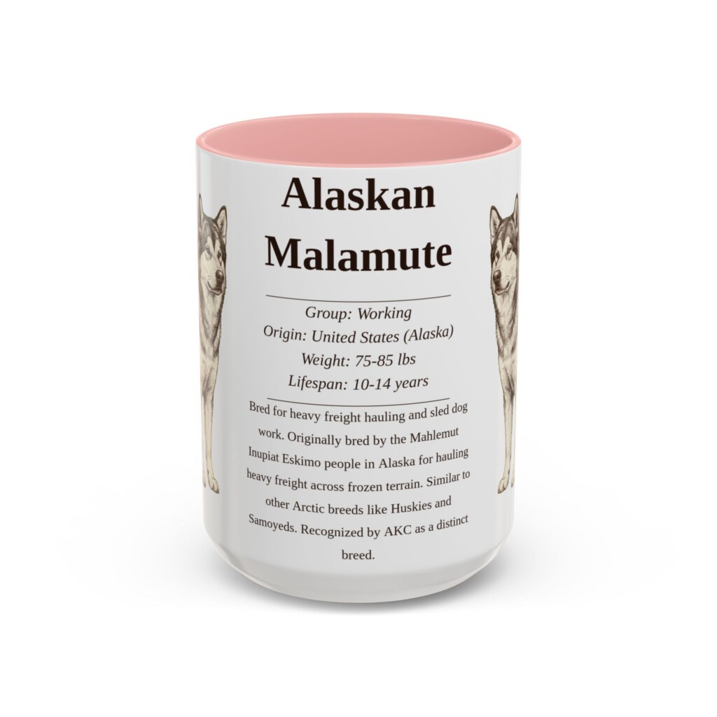 12578679790456650287_2048.jpeg 15oz Alaskan Malamute Mug, Illustrated Dog Breed Facts Coffee Mug, Vintage Dog Keepsake Gift
