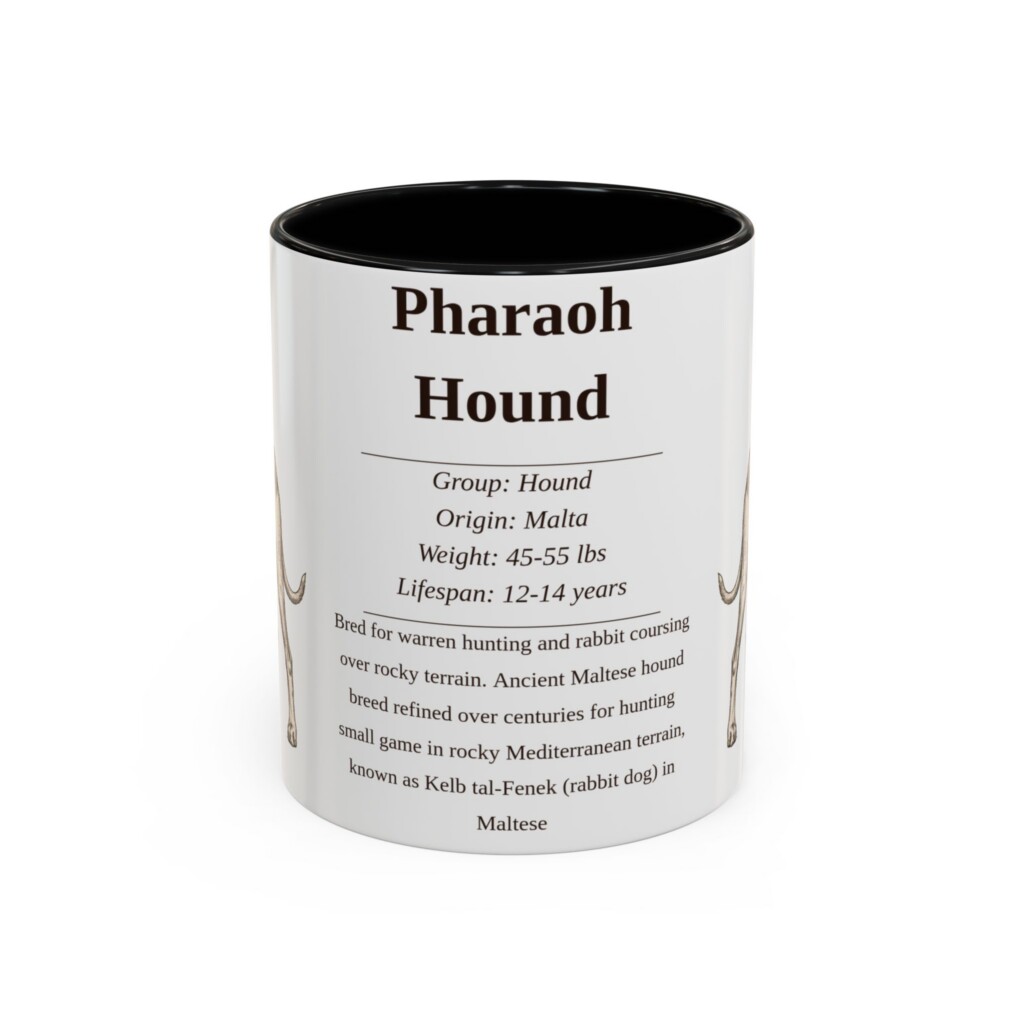 11oz Pharaoh Hound Mug, Illustrated Dog Breed Facts Coffee Mug, Vintage Dog Keepsake Gift