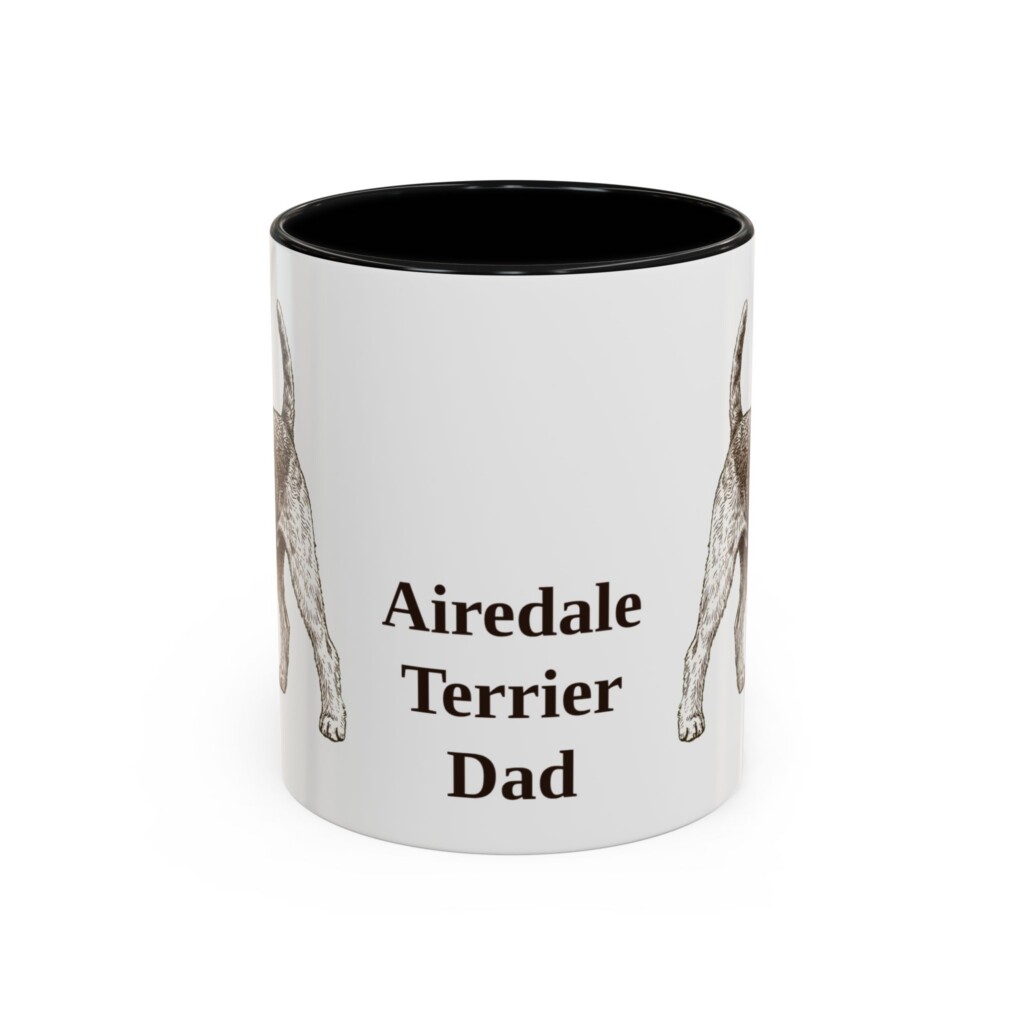 11oz Airedale Terrier Dog Dad Mug, Vintage Sketch Coffee Mug, Dog Dad Gift