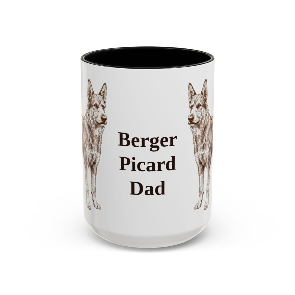 15oz Berger Picard Dog Dad Mug, Vintage Sketch Coffee Mug, Dog Dad Gift