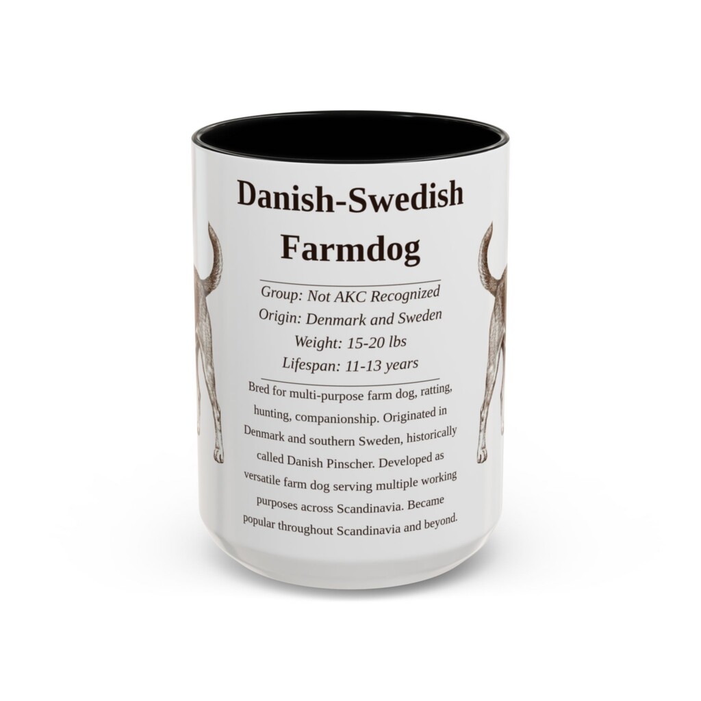 12812597402204607022_2048.jpeg 15oz Danish-Swedish Farmdog Mug, Illustrated Dog Breed Facts Coffee Mug, Vintage Dog Keepsake Gift