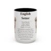15oz English Setter Mug, Illustrated Dog Breed Facts Coffee Mug, Vintage Dog Keepsake Gift