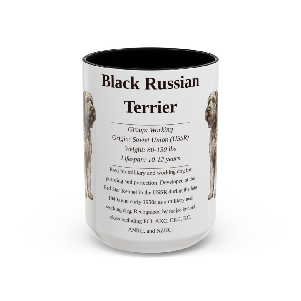 1293250948100778808_2048.jpeg 15oz Black Russian Terrier Mug, Illustrated Dog Breed Facts Coffee Mug, Vintage Dog Keepsake Gift
